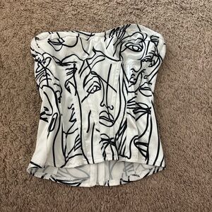 PrettyLittleThing Black and White Artistic Corset Top